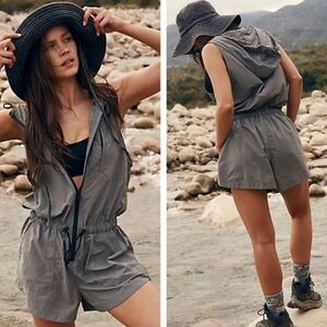 FP Movement by Free People Gray Hooded Romper